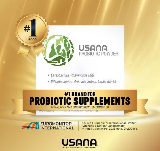 USANA获评马来西亚联合新加坡市场益生菌补充剂第一品牌