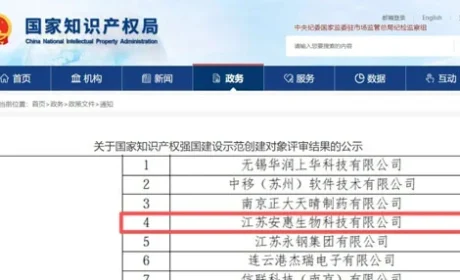 安惠入围国家知识产权示范创建名单