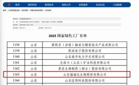 福瑞达生物入选2025年度国家级绿色工厂
